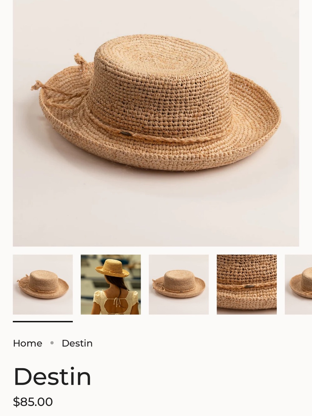 Scala “ Destin” Woven Straw Sun Hat in Natural Beige - Picture 2 of 7